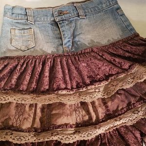 🛍💎Glam girls denim and velvet skirt👢💎